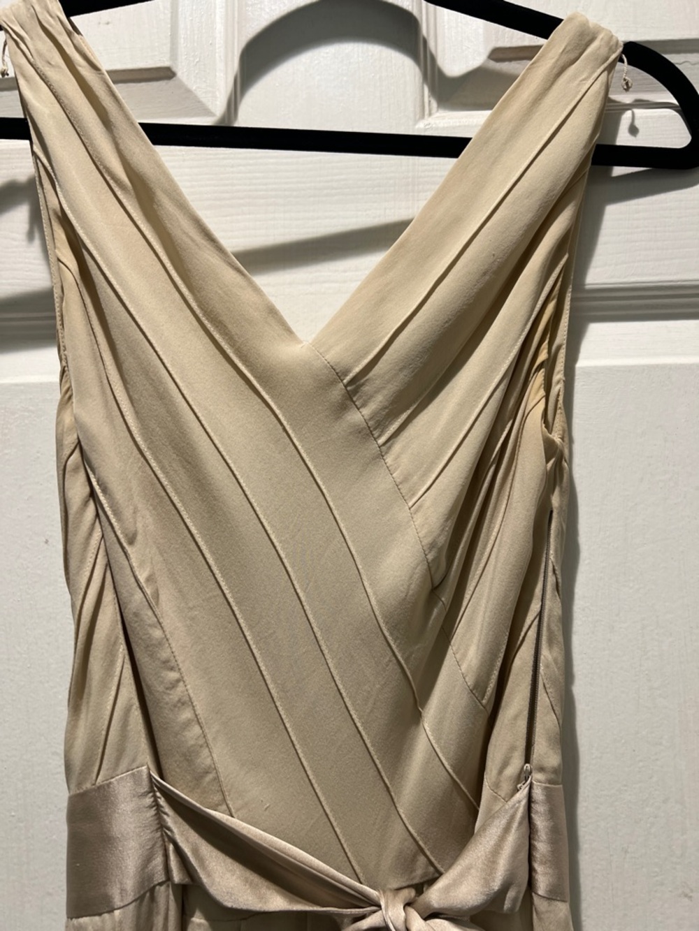 Ellen Tracy Cream V-Neck Wrap Midi Dress - Picture 5 of 6